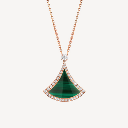 [BLAUE TRÄNEN]DREAM MALACHIT DIAMANT GEPAART ROTGOLD HALSKETTE
