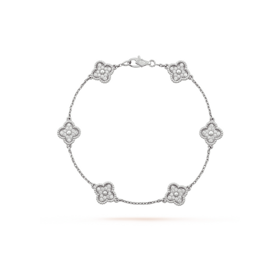 [BLUE TEARS]CLOVER 6 MOTIF SILVER DIAMOND BRACELET