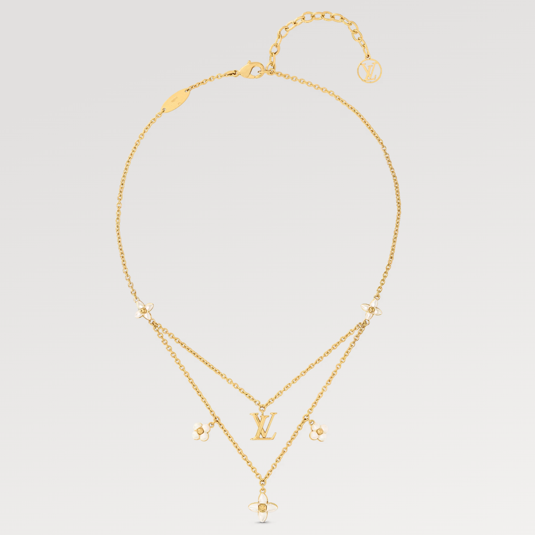 [BLAUE TRÄNEN] FLOWERGRAM GOLD MOP DOPPELREIHIGE HALSKETTE