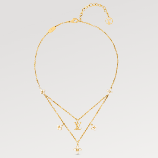 [BLAUE TRÄNEN] FLOWERGRAM GOLD MOP DOPPELREIHIGE HALSKETTE