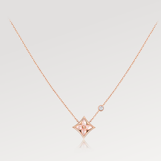 [BLAUE TRÄNEN] STAR PINK MOP 1 DIAMANT ROSGOLD HALSKETTE