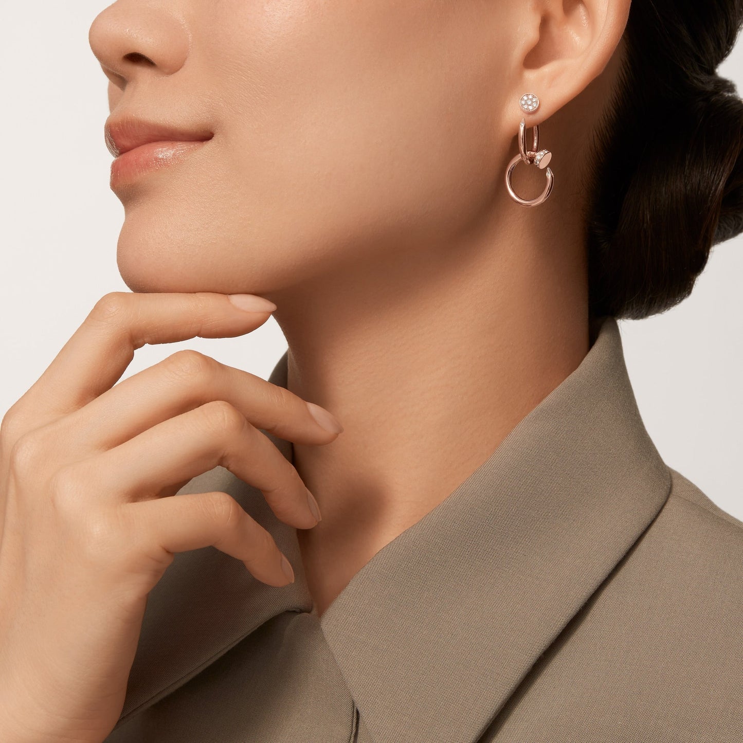 [Blue Tears Jewelry]JUSTE HALF DIAMOND DOUBLE EARRINGS