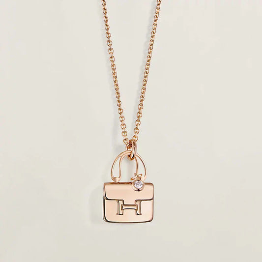 [BLAUE TRÄNEN]AMULETT ANHÄNGER ROSÉGOLD HALSKETTE