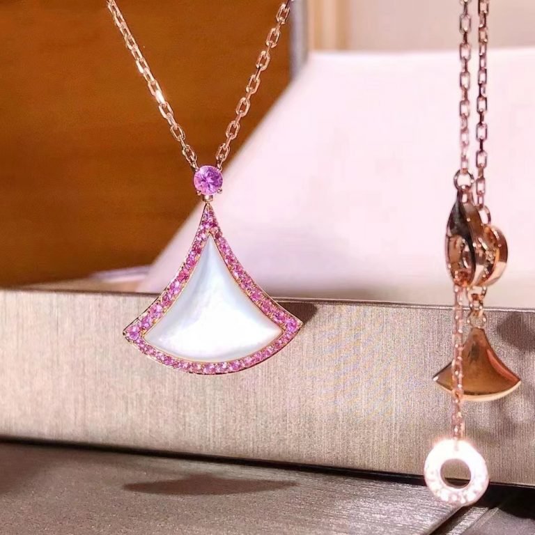 [BLAUE TRÄNEN]TRAUM HALSKETTE MOP DIAMANT ROSA