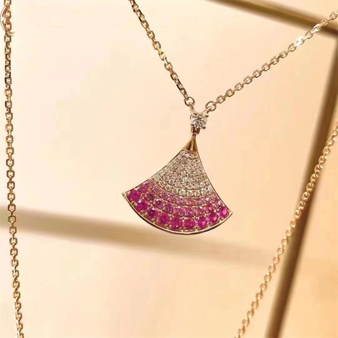 [BLAUE TRÄNEN]DREAM HALSKETTE ROSA GOLD ROSA DIAMANT