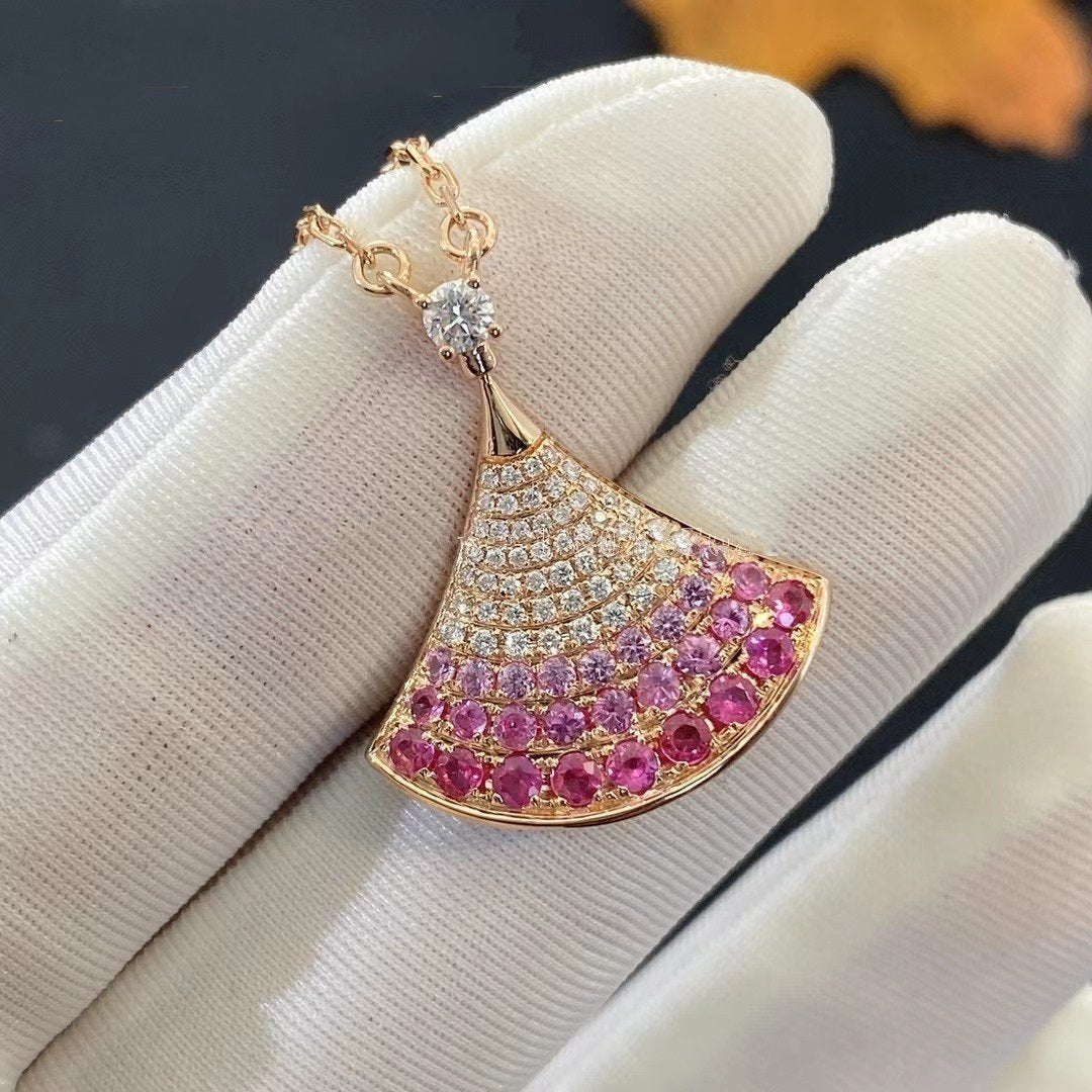 [BLAUE TRÄNEN]DREAM HALSKETTE ROSA GOLD ROSA DIAMANT