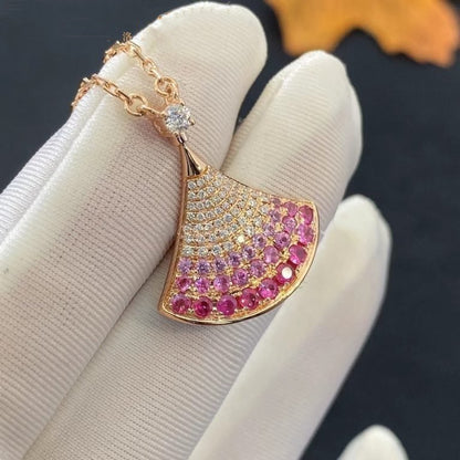 [BLAUE TRÄNEN]DREAM HALSKETTE ROSA GOLD ROSA DIAMANT
