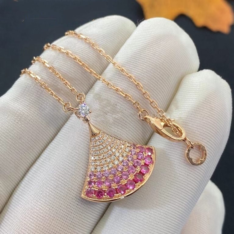 [BLAUE TRÄNEN]DREAM HALSKETTE ROSA GOLD ROSA DIAMANT