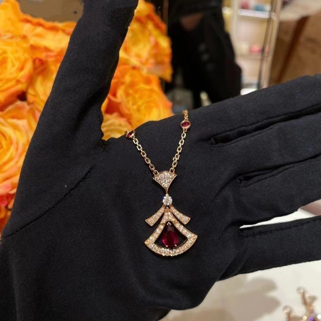 [BLAUE TRÄNEN]DREAM HALSKETTE KARNEOL DIAMANT ROTGOLD