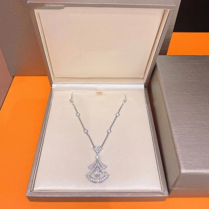 [BLAUE TRÄNEN]DREAM HALSKETTE WEISSER DIAMANT SILBER