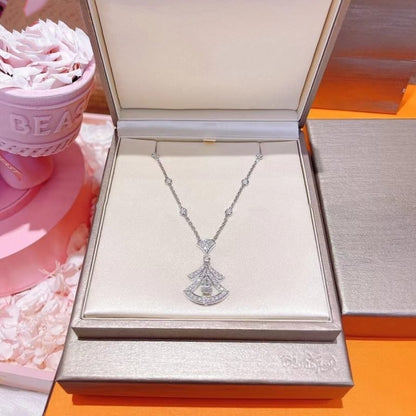 [BLAUE TRÄNEN]DREAM HALSKETTE WEISSER DIAMANT SILBER