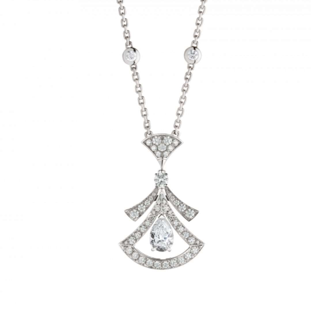 [BLAUE TRÄNEN]DREAM HALSKETTE WEISSER DIAMANT SILBER
