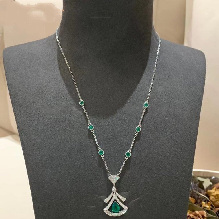 [BLAUE TRÄNEN]TRAUM HALSKETTE MALACHIT DIAMANT SILBER