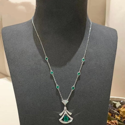 [BLAUE TRÄNEN]TRAUM HALSKETTE MALACHIT DIAMANT SILBER