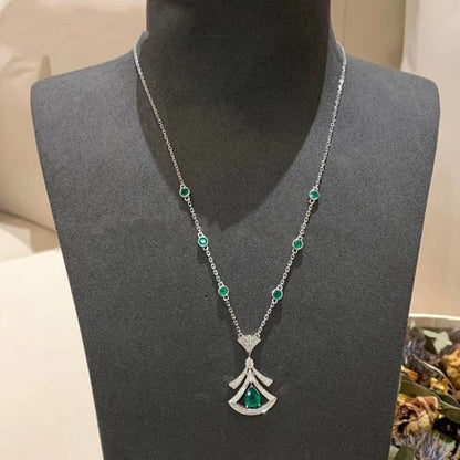 [BLAUE TRÄNEN]TRAUM HALSKETTE MALACHIT DIAMANT SILBER