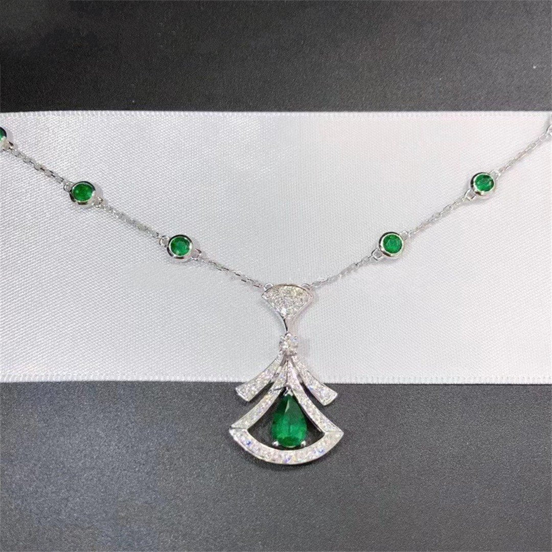 [BLAUE TRÄNEN]TRAUM HALSKETTE MALACHIT DIAMANT SILBER
