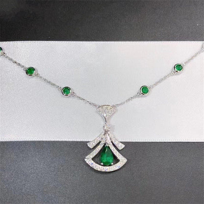 [BLAUE TRÄNEN]TRAUM HALSKETTE MALACHIT DIAMANT SILBER