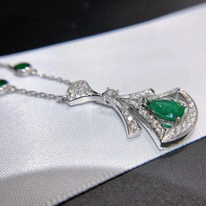 [BLAUE TRÄNEN]TRAUM HALSKETTE MALACHIT DIAMANT SILBER