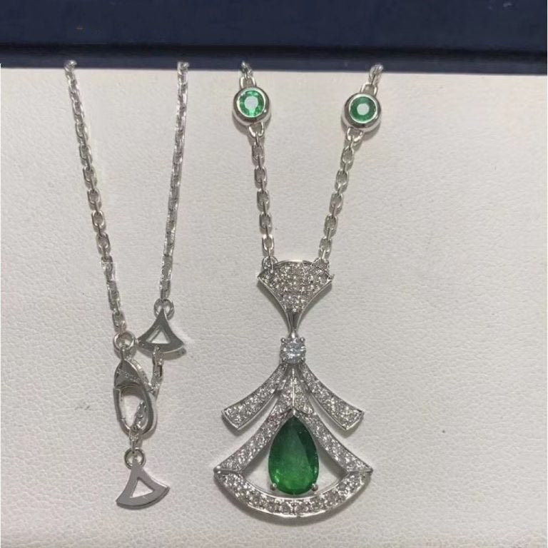 [BLAUE TRÄNEN]TRAUM HALSKETTE MALACHIT DIAMANT SILBER