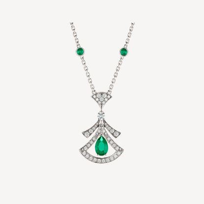 [BLAUE TRÄNEN]TRAUM HALSKETTE MALACHIT DIAMANT SILBER