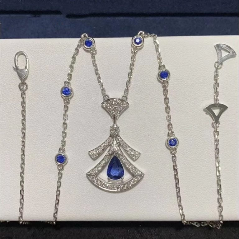 [BLAUE TRÄNEN]TRAUM HALSKETTE ACHAT DIAMANT SILBER