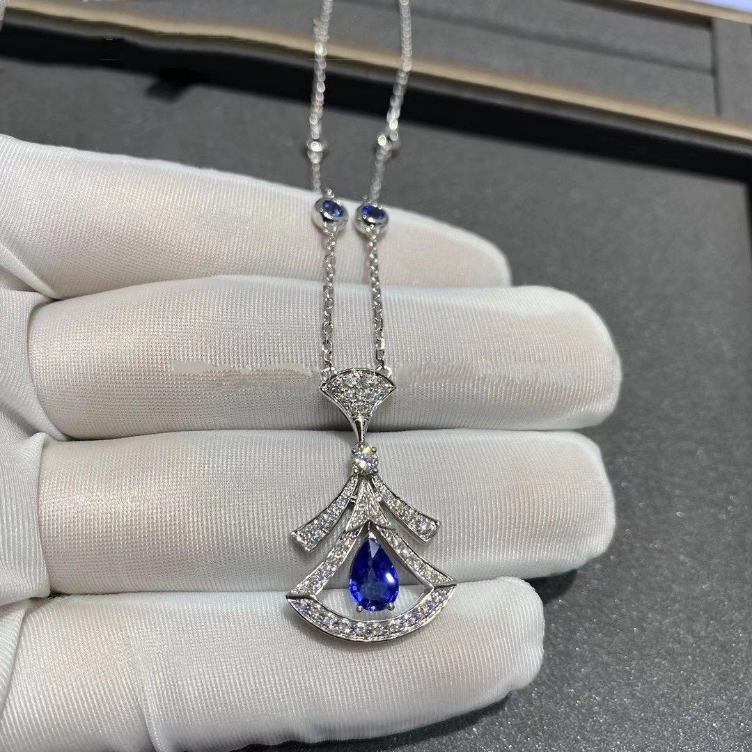[BLAUE TRÄNEN]TRAUM HALSKETTE ACHAT DIAMANT SILBER