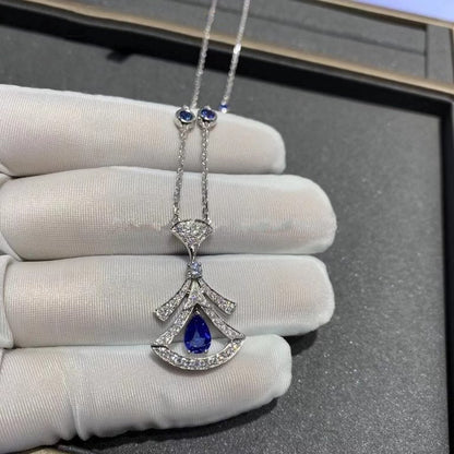 [BLAUE TRÄNEN]TRAUM HALSKETTE ACHAT DIAMANT SILBER