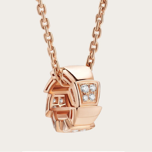 [BLUE TEARS]SERPENTI PEDANT DIAMOND PINK GOLD NECKLACE