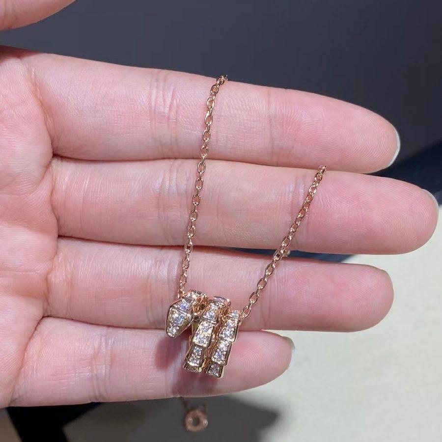 [BLAUE TRÄNEN]SERPENTI ROTGOLD HALSKETTE DOPPELRING DIAMANT