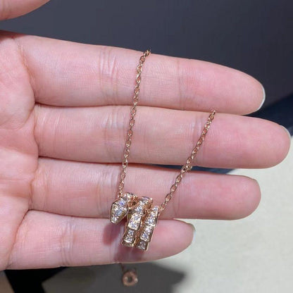 [BLAUE TRÄNEN]SERPENTI ROTGOLD HALSKETTE DOPPELRING DIAMANT