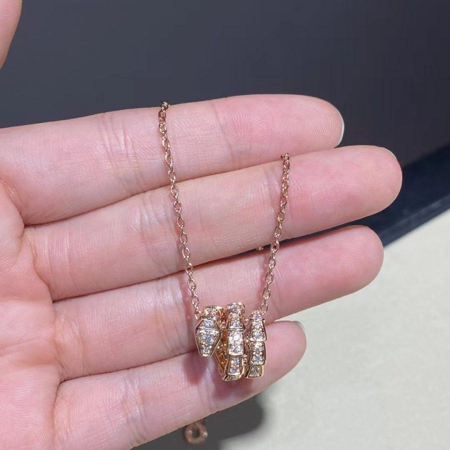[BLAUE TRÄNEN]SERPENTI ROTGOLD HALSKETTE DOPPELRING DIAMANT
