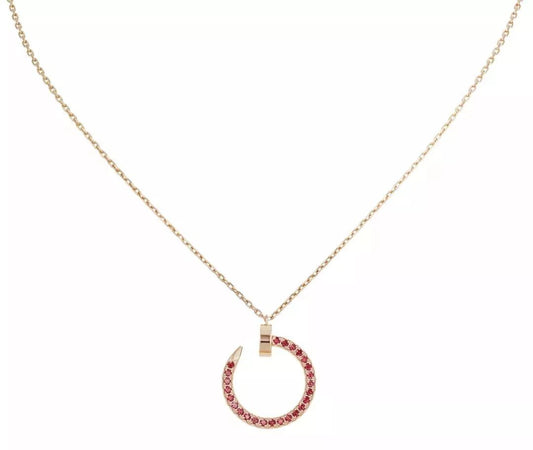 [BLAUE TRÄNEN]JUSTE HALSKETTE GOLD ROTE DIAMANTEN