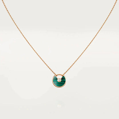 [BLAUE TRÄNEN]AMULETT ROSÉGOLD MALACHIT HALSKETTE
