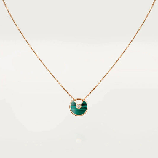 [BLAUE TRÄNEN]AMULETT ROSÉGOLD MALACHIT HALSKETTE