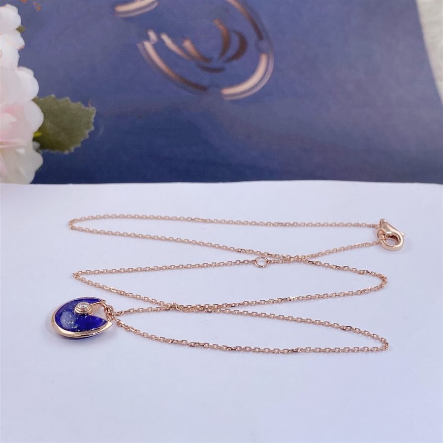 [BLAUE TRÄNEN]AMULETT ROSÉGOLD-ACHAT-HALSKETTE