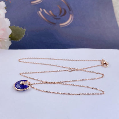 [BLAUE TRÄNEN]AMULETT ROSÉGOLD-ACHAT-HALSKETTE