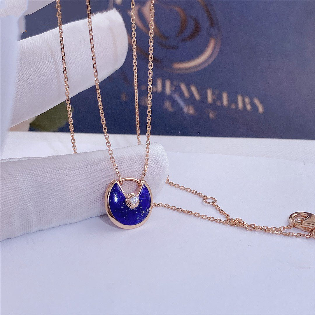 [BLAUE TRÄNEN]AMULETT ROSÉGOLD-ACHAT-HALSKETTE