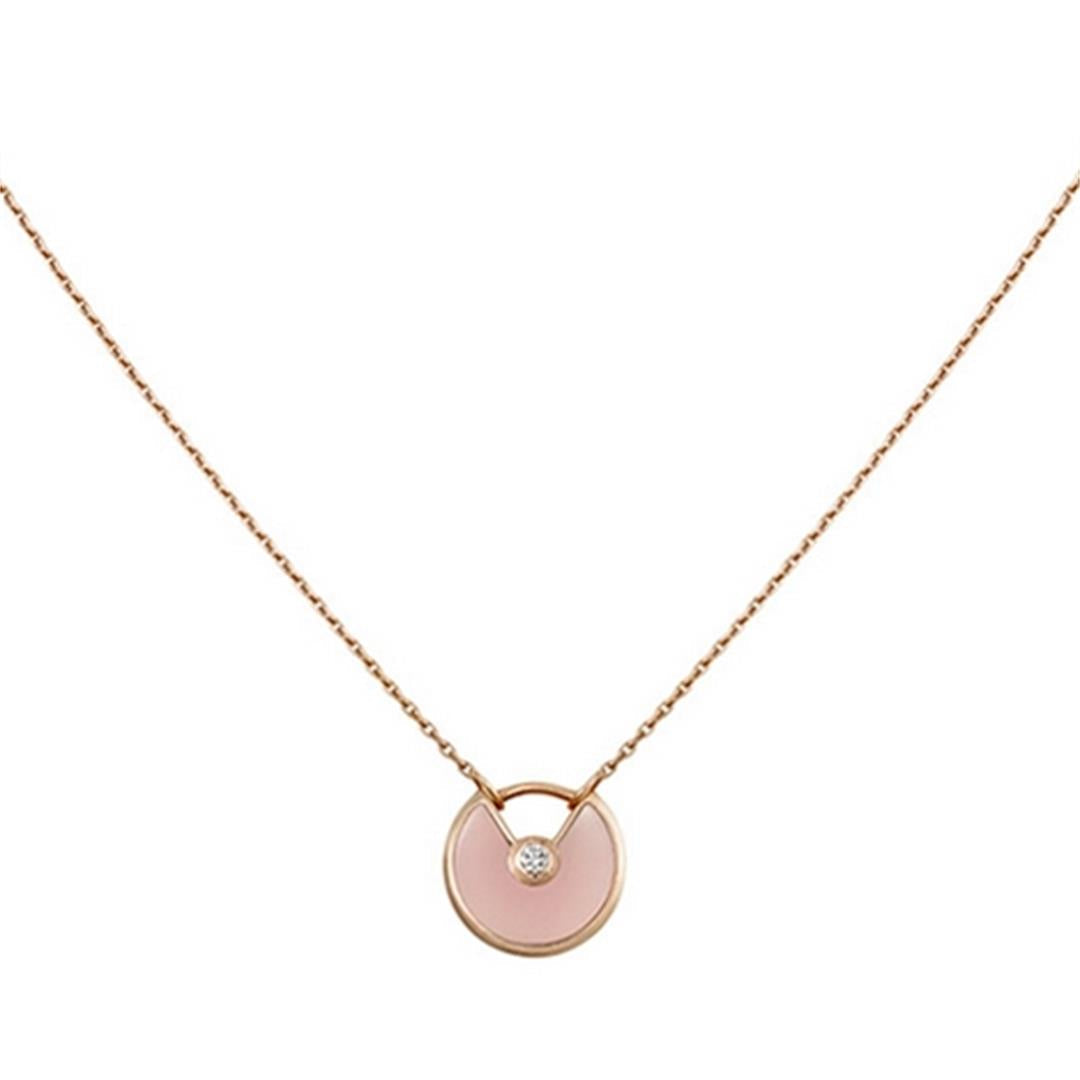 [BLAUE TRÄNEN]AMULETT ROSÉGOLD ROSA MOP HALSKETTE