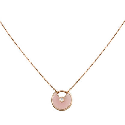 [BLAUE TRÄNEN]AMULETT ROSÉGOLD ROSA MOP HALSKETTE