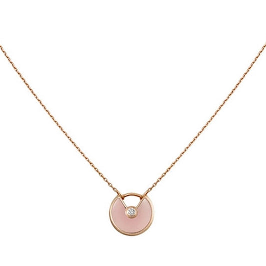 [BLAUE TRÄNEN]AMULETT ROSÉGOLD ROSA MOP HALSKETTE
