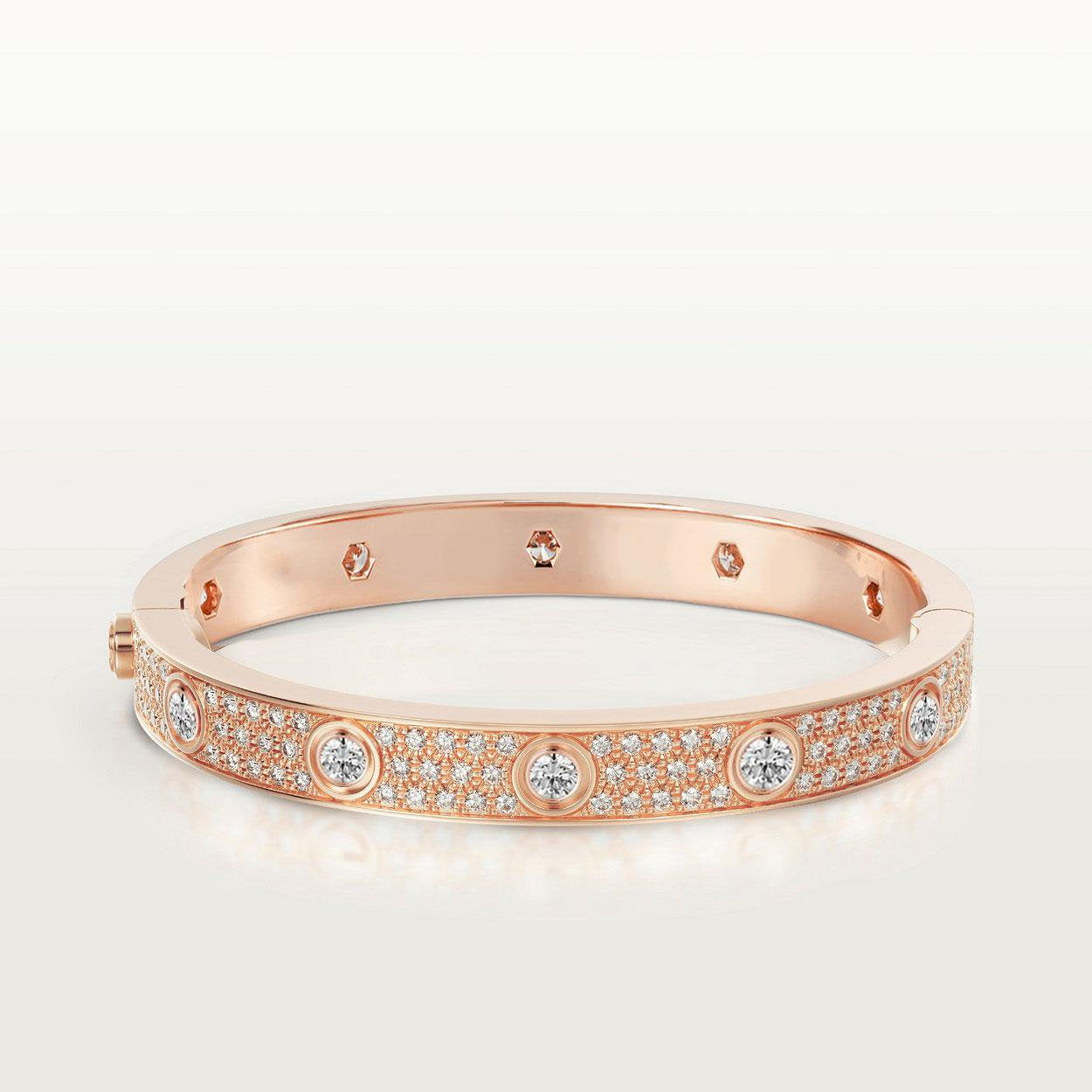 [BLAUE TRÄNEN] LIEBESARMBAND 6,1 MM DIAMANTENBESAMT MIT 10 GROSSEN DIAMANTEN