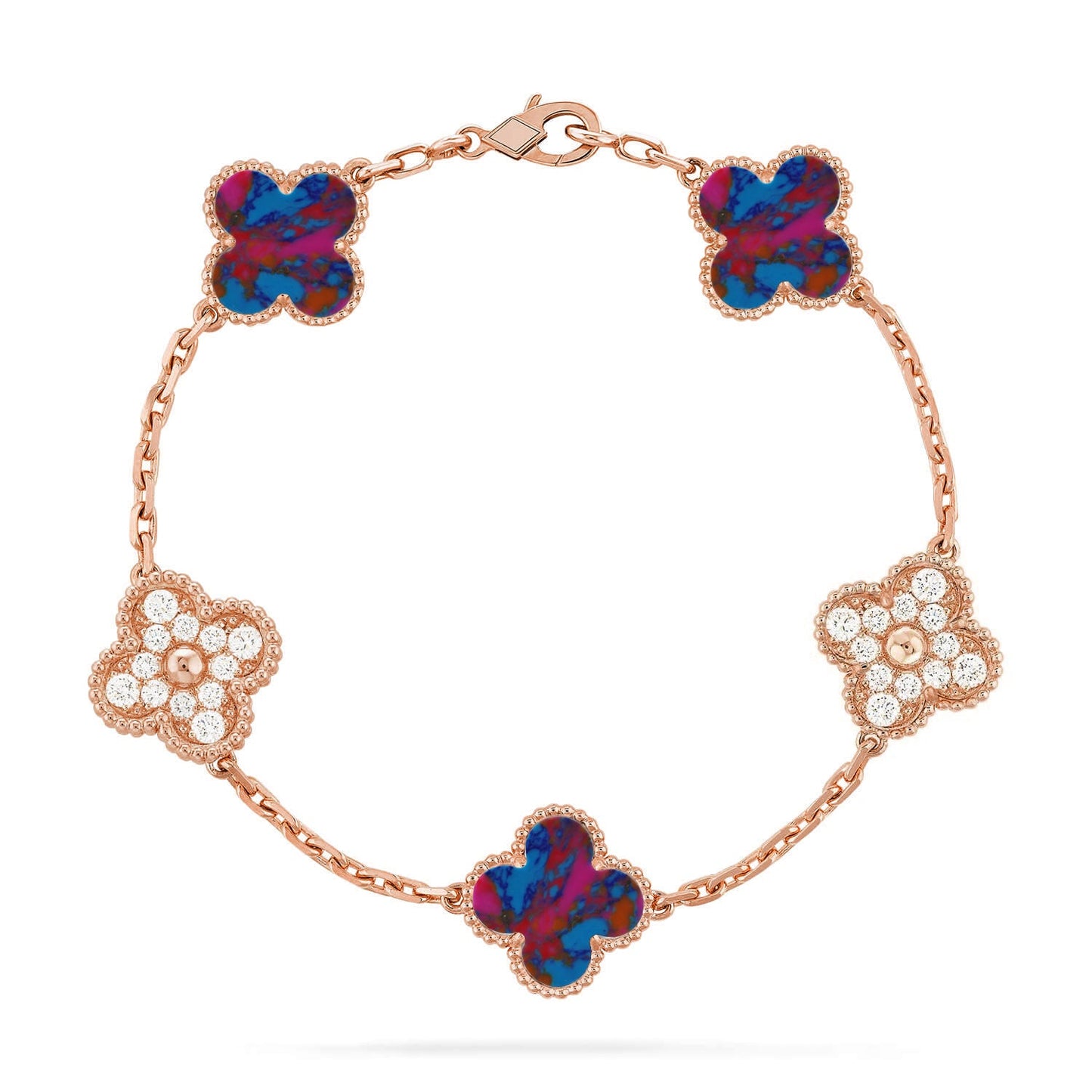 [BLUE TEARS]CLOVER 5 MOTIF COLOR GEMSTONES BRACELET COLLECTION