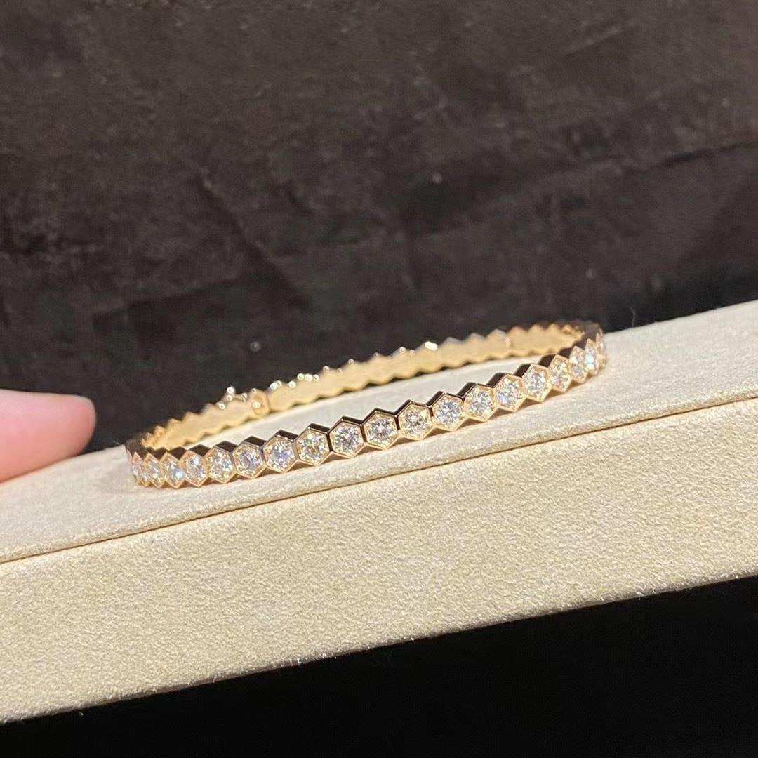 [BLAUE TRÄNEN] BEE LOVE GOLDARMBAND VOLLER DIAMANT 