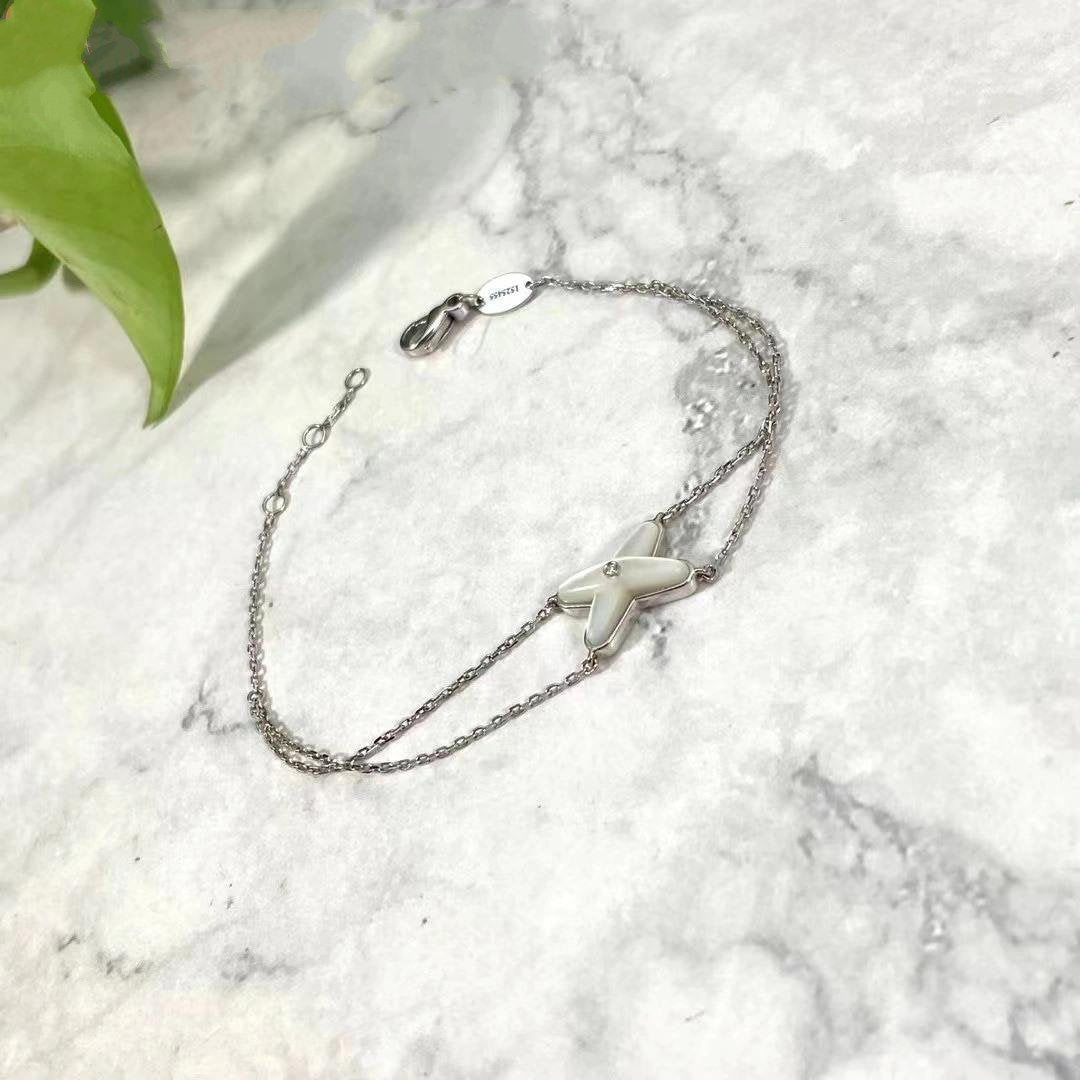[BLAUE TRÄNEN]JEUX ARMBAND WEISSES MOP SILBER 1 DIAMANT