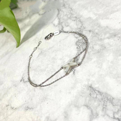 [BLAUE TRÄNEN]JEUX ARMBAND WEISSES MOP SILBER 1 DIAMANT