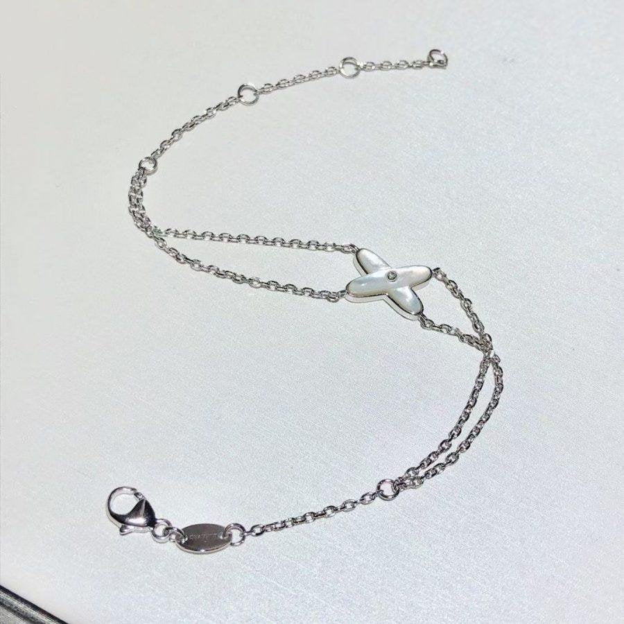 [BLAUE TRÄNEN]JEUX ARMBAND WEISSES MOP SILBER 1 DIAMANT