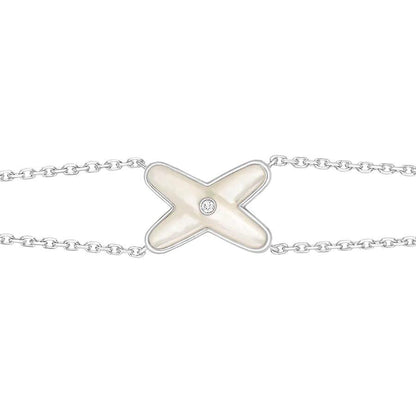 [BLAUE TRÄNEN]JEUX ARMBAND WEISSES MOP SILBER 1 DIAMANT