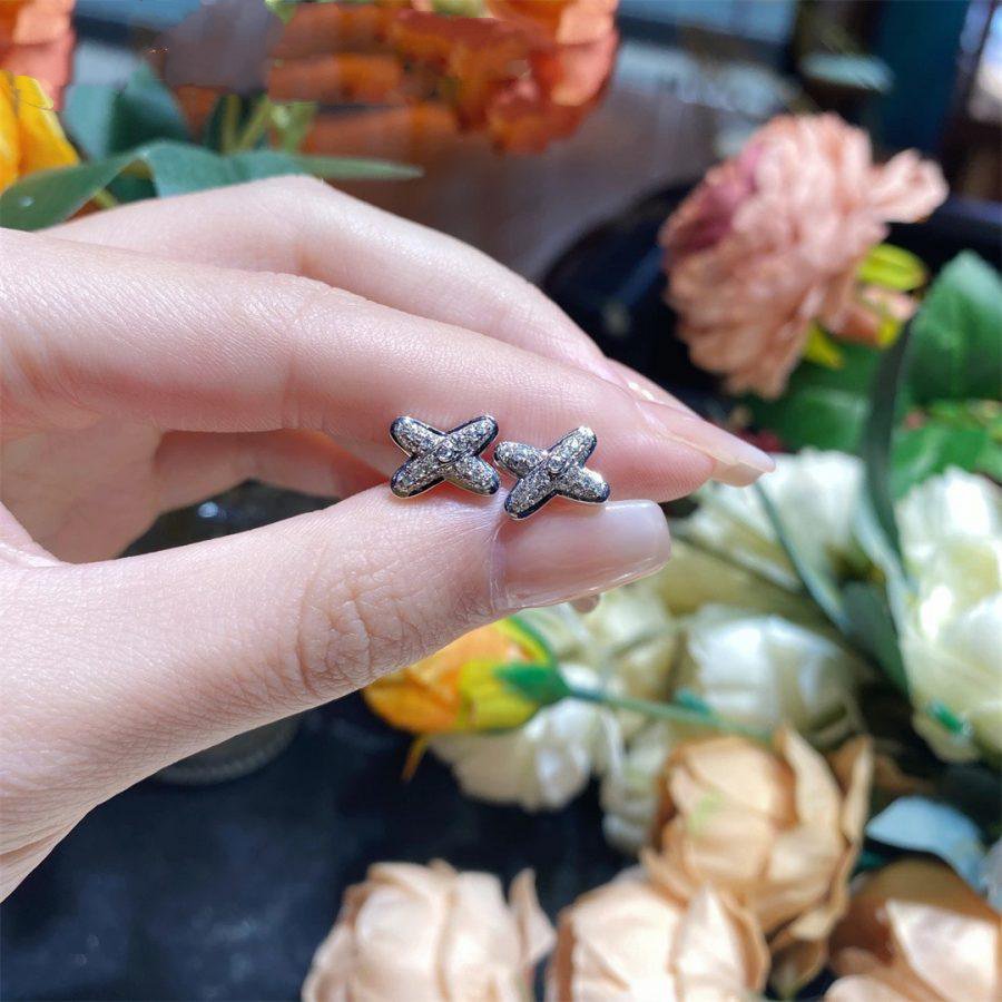 [BLAUE TRÄNEN]JEUX DE SILBER DIAMANT OHRRINGE