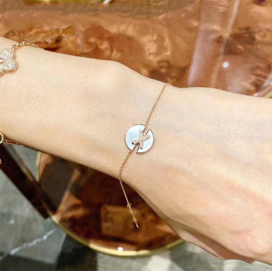 [BLAUE TRÄNEN]JEUX DE ARMBAND MOP ROSA GOLD DIAMANTEN