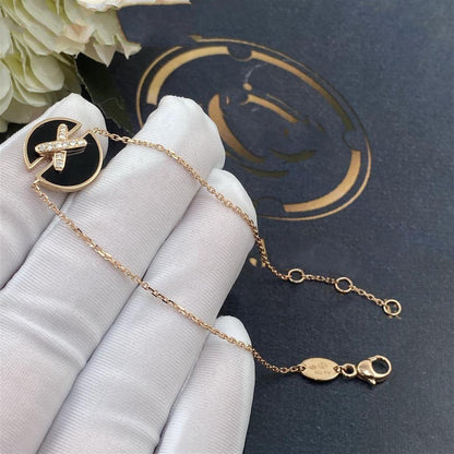 [BLAUE TRÄNEN]JEUX DE ARMBAND ONYX ROSA GOLD DIAMANT